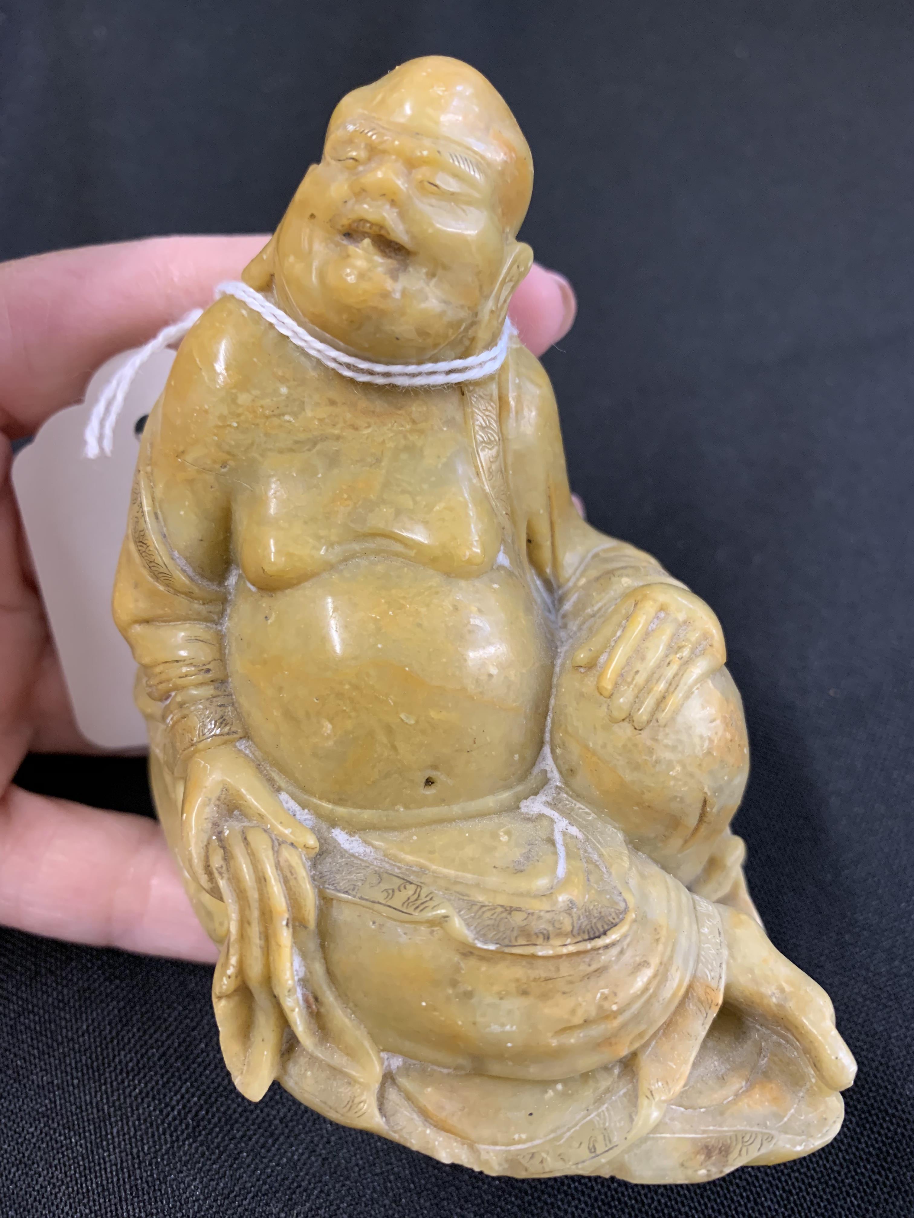 Lot 656 TWO CHINESE JADE CARVINGS, A SOAPSTONE