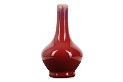 Lot 760 - A CHINESE FLAMBÉ BOTTLE VASE. Qing Dynasty....