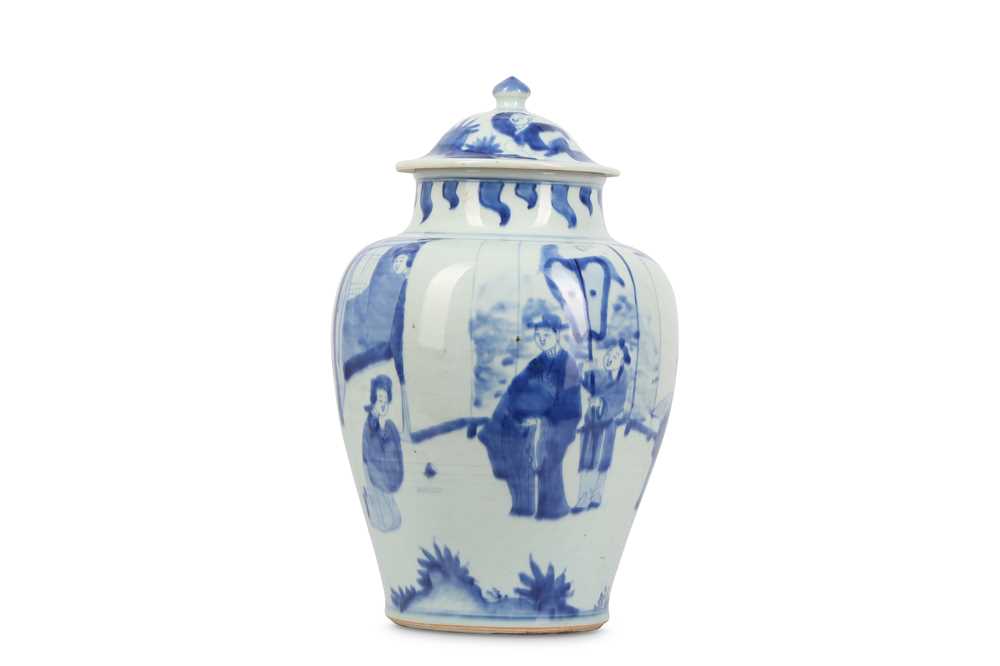 Lot 343 - A CHINESE BLUE AND WHITE BALUSTER JAR AND...