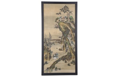 Lot 635 - A CHINESE LANDSCAPE PAINTING ON SILK. With...