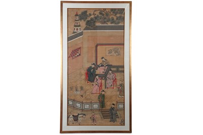 Lot 211 - A LARGE CHINESE PAINTING ON PAPER OF A GROUP OF SCHOLARS.