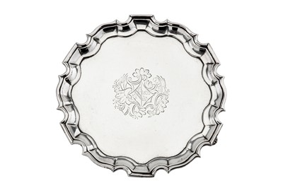 Lot 263 - A George II sterling silver waiter, London...