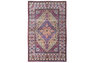 Lot 39 - A VERY FINE ANTIQUE KIRMAN LAVER RUG, SOUTH...