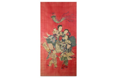 Lot 633 - A LARGE CHINESE PAINTING ON SILK OF A LADY...