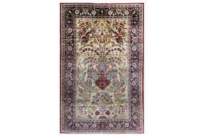 Lot 41 - A VERY FINE SILK KASHAN RUG, CENTRAL PERSIA...