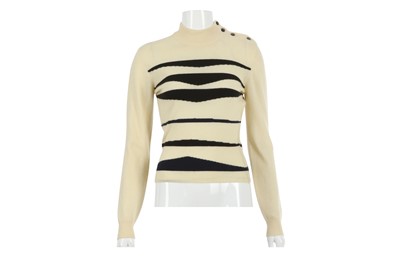 Lot 555 - Chanel Cream Jumper, black design to body with...