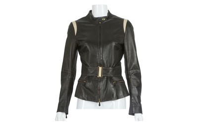 Lot 687 - Alexander McQueen Black Leather Jacket, cream...