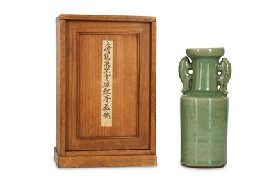 Lot 250 - A CHINESE LONGQUAN CELADON VASE. Ming Dynasty....