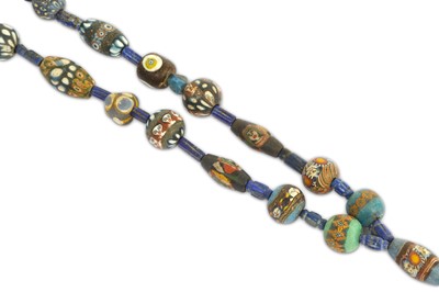 Lot 89 - A MOSAIC BEAD NECKLACE Restrung, composed...