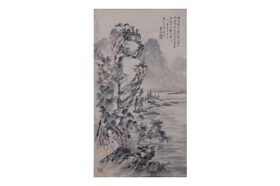 Lot 58 - LI XIAOSHAN. Landscape. ink on paper, hanging...