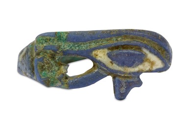 Lot 174 - AN EGYPTIAN GLAZED COMPOSITION UDJAT EYE RING...