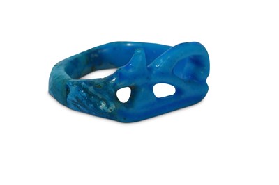 Lot 173 - AN EGYPTIAN GLAZED COMPOSITION UDJAT EYE RING...