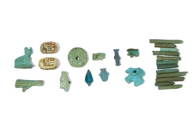 Lot 186 - A GROUP OF EGYPTIAN GLAZED COMPOSITION PIECES...