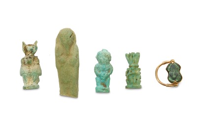Lot 185 - A GROUP OF GLAZED COMPOSITION AMULETS Late...