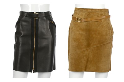 Lot 442 - Two Gucci Skirts, the first in black leather,...