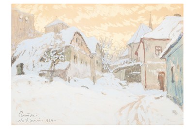 Lot 140 - JAROSLAV PANUŠKA (CZECH 1872-1958) Winter town...