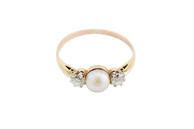 Lot 62 - A half-pearl and diamond ring, The half-pearl...