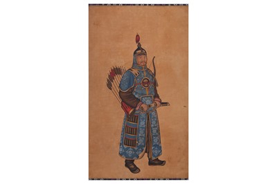 Lot 10 - ANONYMOUS. Warrior. ink and colour on silk,...