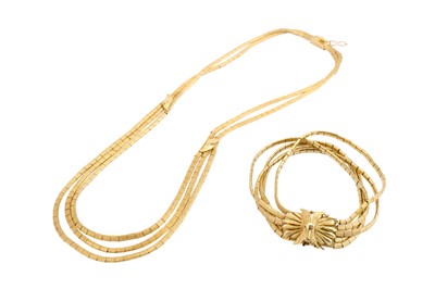 Lot 65 - A multi-strand bracelet and necklace, Each...