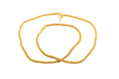Lot 49 - A fancy-link necklace, Of woven ropetwist...