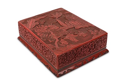 Lot 866 - A CHINESE CINNABAR LACQUER RECTANGULAR BOX AND...