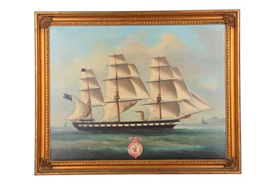 Lot 457 - A CHINESE PAINTING OF HMS EURYALUS. Qing...