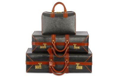 Lot 470 - Asprey Bespoke Travel Set, black textured...