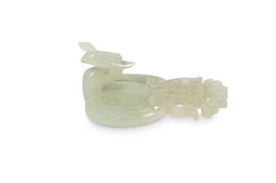 Lot 894 - A CHINESE MINIATURE WHITE JADE 'PHOENIX'...