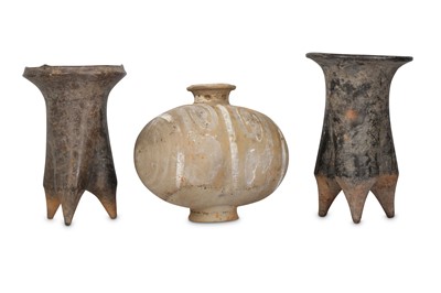 Lot 947 - THREE CHINESE POTTERY VESSELS. Han Dynasty....