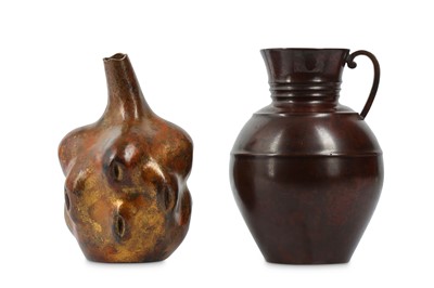 Lot 1083 - TWO BRONZE VASES. 20th Century. Of ovoid form...