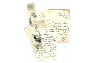 Lot 6 - Cruikshank (George) length of paper with pen...