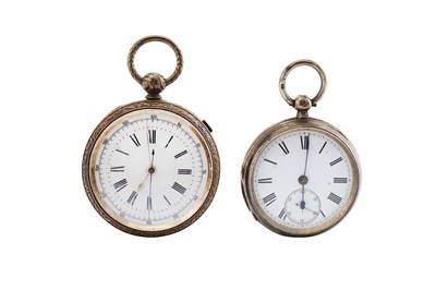 Lot 81 - TWO POCKET WATCHES. -A silver Verge open face...