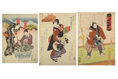 Lot 1089 - FIVE WOODBLOCK PRINTS BY OSAKA SCHOOL ARTISTS....