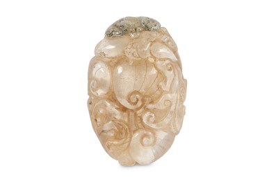 Lot 188 - A CHINESE CRYSTAL 'DRAGON' CARVING. The oval...