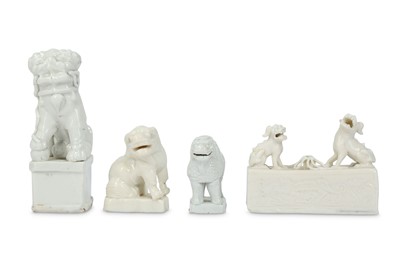 Lot 597 - FOUR CHINESE BLANC-DE-CHINE ANIMALS. Qing...