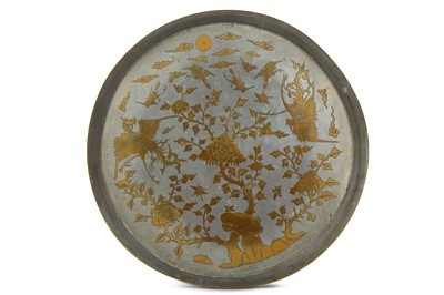 Lot 329 - A CHINESE COPPER-INLAID PEWTER 'PHOENIX'...