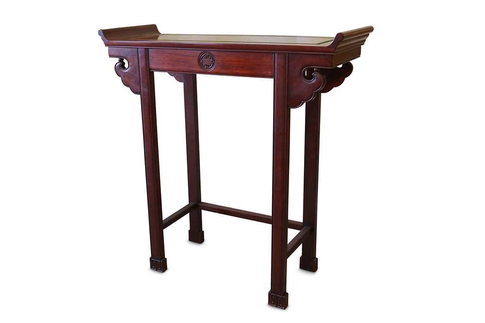 Lot 616 - A CHINESE WOOD ALTAR TABLE. The rectangular...