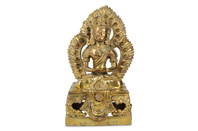 Lot 963 - A CHINESE GILT-BRONZE FIGURE OF AMITAYUS...