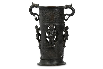 Lot 858 - A CHINESE BRONZE RETICULATED JOSS STICK HOLDER....