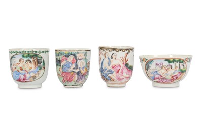 Lot 381 - FOUR CHINESE FAMILLE ROSE CUPS. Qing Dynasty,...