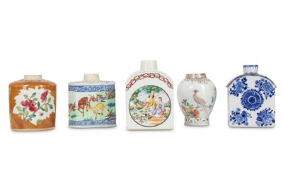 Lot 551 - A SMALL COLLECTION OF CHINESE TEA CANISTERS. ...