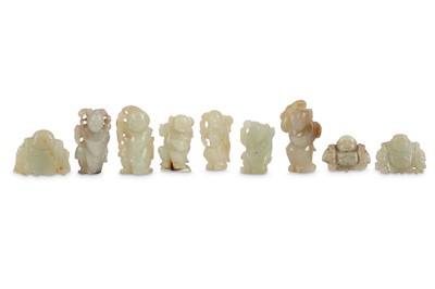 Lot 736 - A COLLECTION OF CHINESE PALE CELADON JADE...