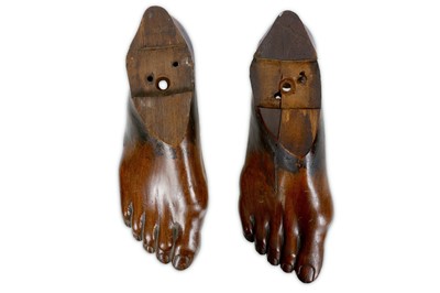 Lot 54 - TREEN: A PAIR OF 19TH CENTURY LIFE-SIZE CARVED...