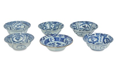 Lot 844 - SIX CHINESE BLUE AND WHITE BOWLS. Ming Dynasty,...