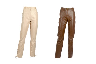 Lot 444 - Two Pairs of Chanel Lambskin Leather Trousers,...