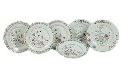 Lot 927 - SIX CHINESE FAMILLE ROSE DISHES. Qing Dynasty,...