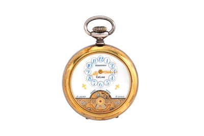 Lot 302 - HEBDOMAS. A GOLD PLATED OPEN FACE POCKET WATCH...
