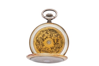 Lot 302 - HEBDOMAS. A GOLD PLATED OPEN FACE POCKET WATCH...