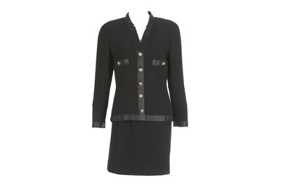 Lot 664 - Chanel Camellia Button Two Piece Skirt Suit,...