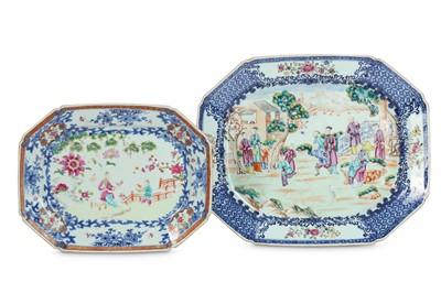 Lot 424 - TWO CHINESE FAMILLE ROSE MEAT DISHES. Qing...